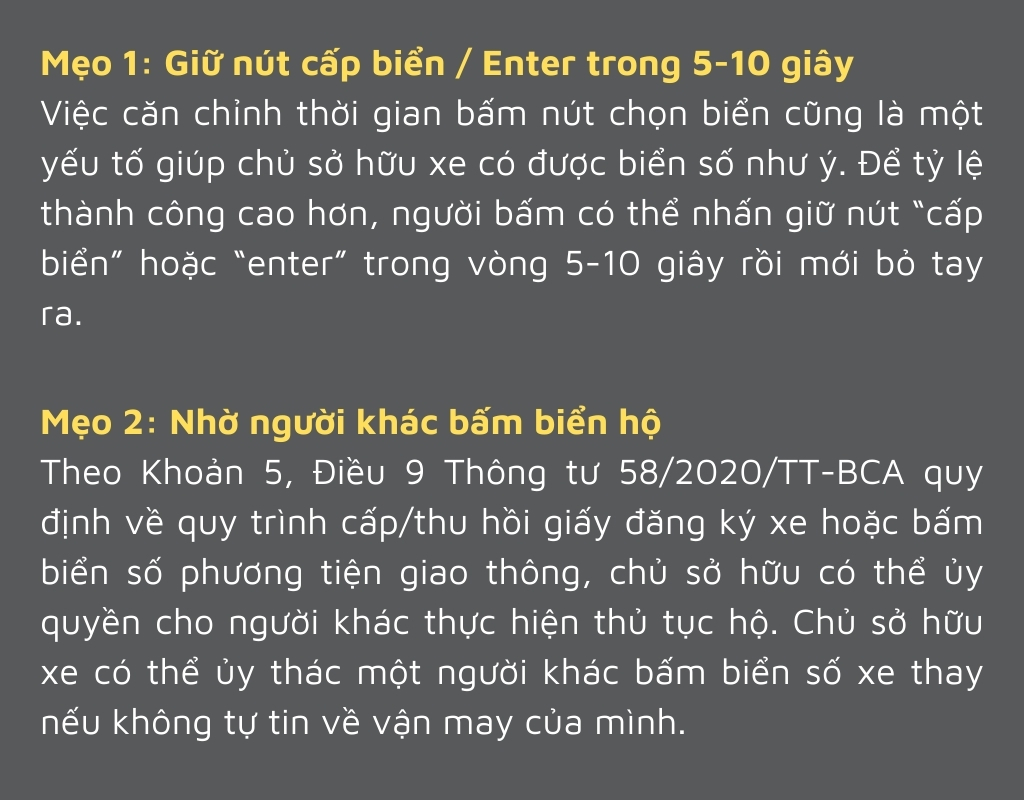 Một vài mẹo cho khách hàng để sở hữu được biển số xe đẹp