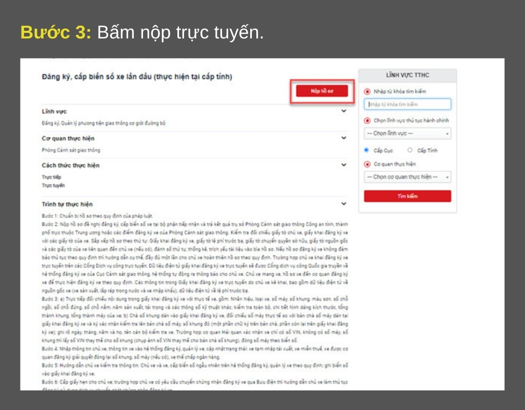 Bước 3- Nộp hồ sơ trực tuyến