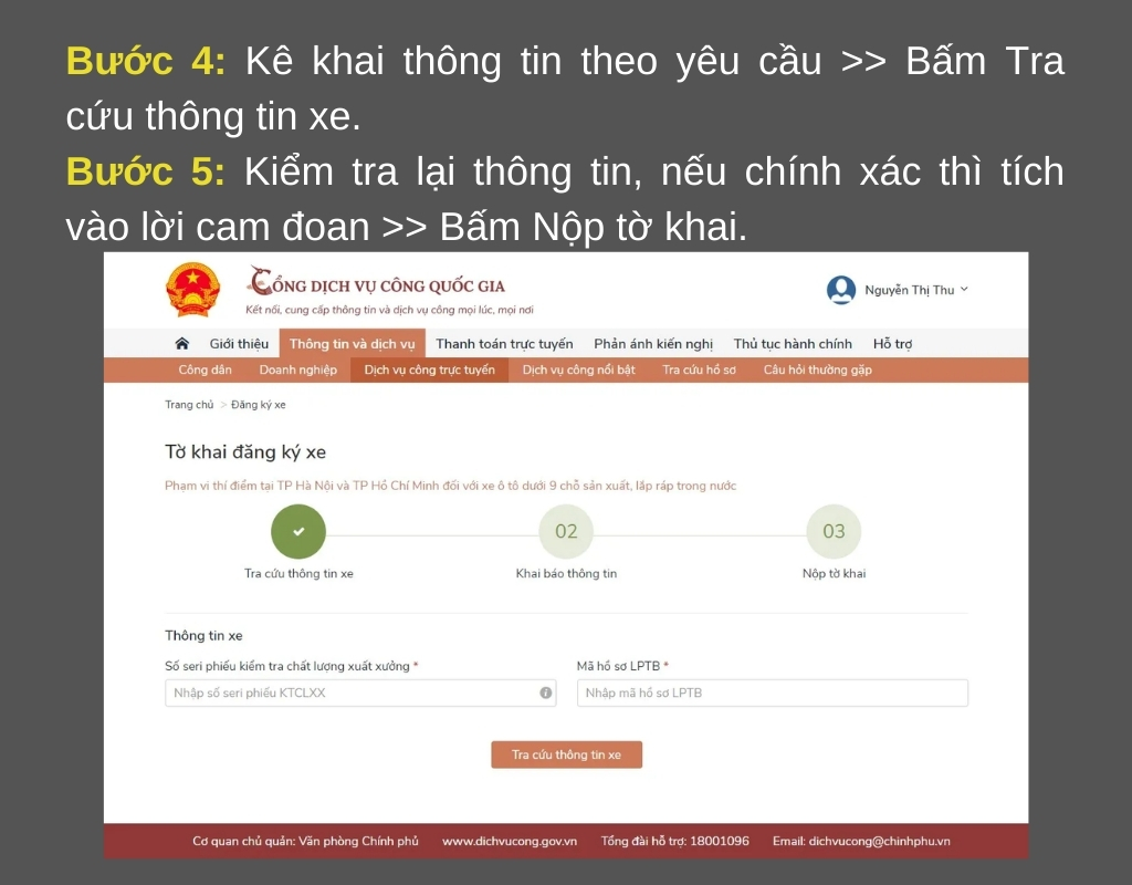 Bước 4,5 - Kê khai theo yêu cầu 