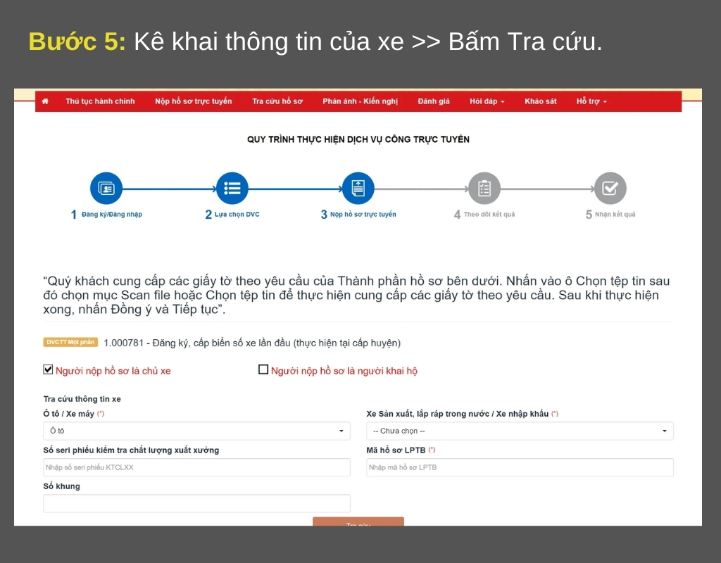 Kê khai thông tin theo yêu cầu