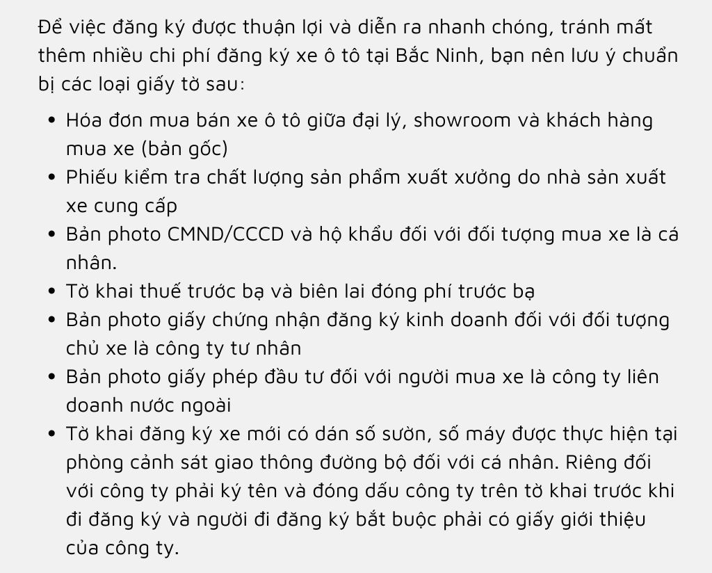 Chuẩn bị đầy đủ hồ sơ để quá trình đăng ký bấm biển được diễn ra nhanh chóng