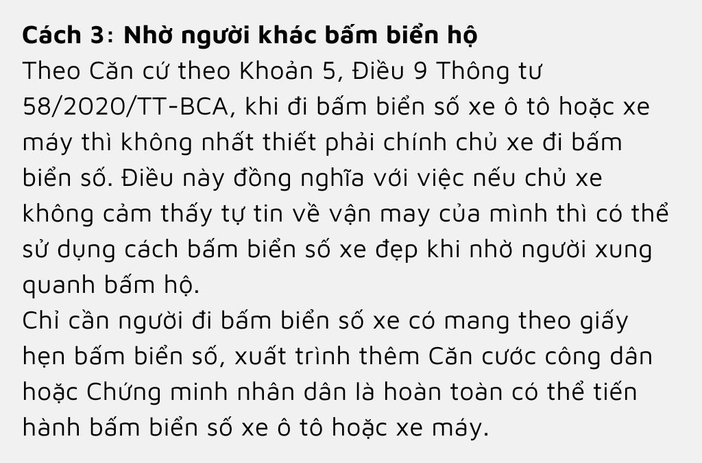 Nhờ người có vận may bấm biển ô tô