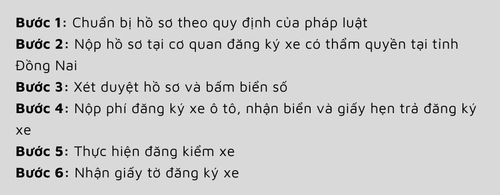 Hướng dẫn quy trình đăng ký biển ô tô Đồng Nai 