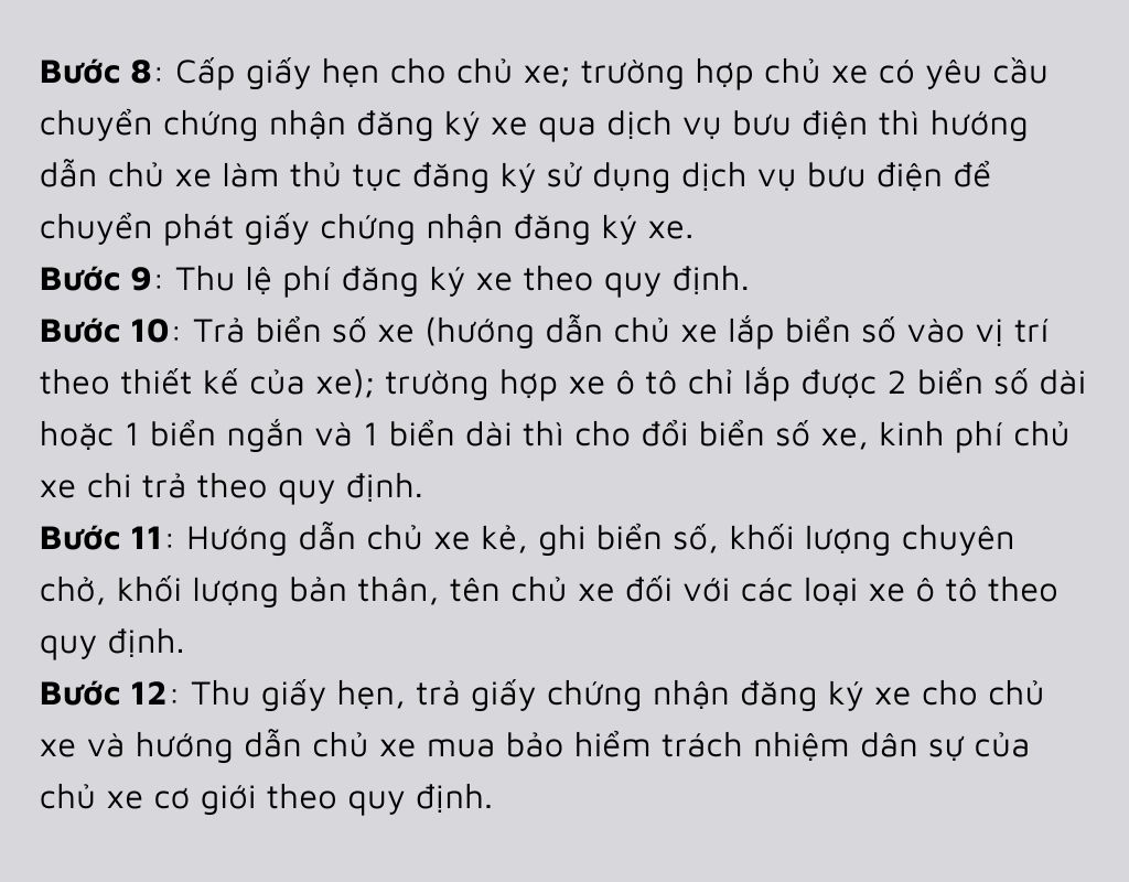 Nộp lệ phí và nhận giấy hẹn lấy biển số xe ô tô