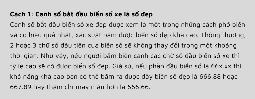 Chủ xe có thể canh đầu số đẹp để có thêm cơ hội sở hữu biển số xe đẹp