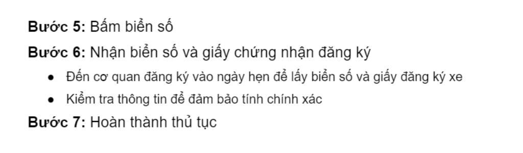 Hoàn thành thủ tục đăng ký biển số xe