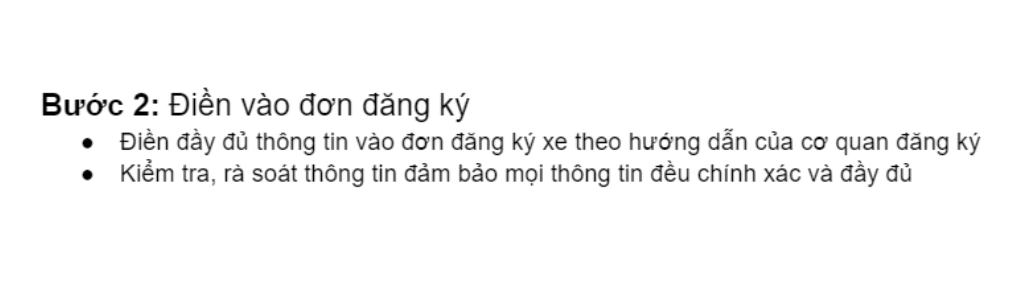 Điền đầy đủ đơn đăng ký biển số xe